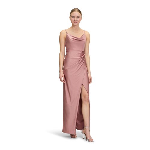 Abendkleid VERA MONT "Damen figurbetont", Damen, Gr. 32, Normalgrößen, rosa (powder rosewood), Satin, Obermaterial: 81% Polyamid, 19% Elasthan; Besatz: 100% Polyamid; Futter: 100% Polyester, figurbetont lang, Wasserfallausschnitt, Kleider Abendkleid, Schlitz