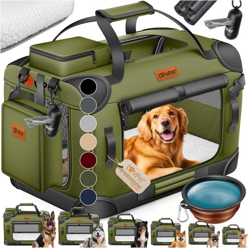 LOVPET® Hundebox Hundetransportbox faltbar Inkl.Hundenapf Transporttasche Hundetasche Transportbox für Haustiere, Hunde und Katzen Haustiertransportbox