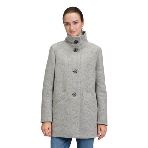 Kurzjacke AMBER & JUNE "Damen mit Stehkragen", Damen, Gr. 42, grau, Obermaterial: 50% Polyester, 47% Wolle, 3% diverse Faserarten; Futter: 100% Polyester, gerade, Jacken Kurzjacke