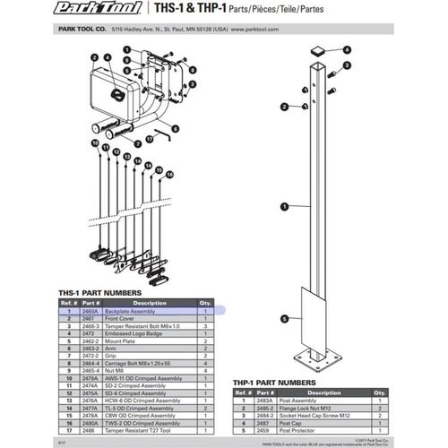 Park Tool THP-1 Montagepfahl für THS-1 Schwarz