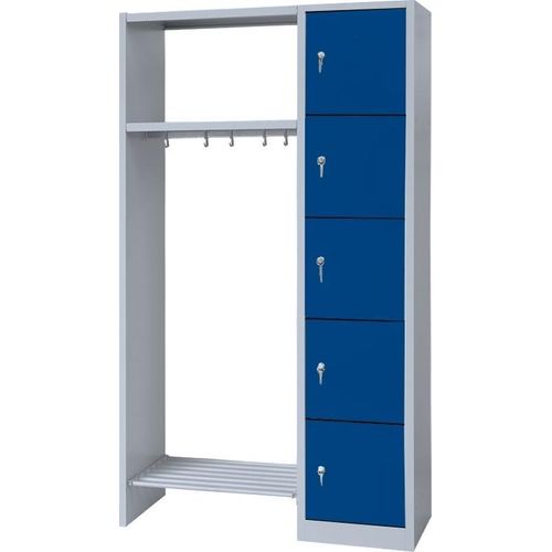Schließfachgarderobe Fächerschrank Spind rechts Garderobe 5Fächer blau 525511