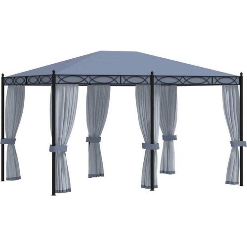 Pavillon mit Mückennetze 3x4 m Anthrazit Stahl