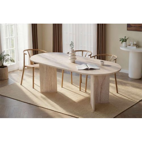 Skye Decor, Sabella - Travertine, Esstisch, Travertin, 100 % Melaminplatte, 200 x 90 x 75 cm