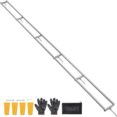 Sägewerk-Schienenführungssystem - Kettensägen-Fräs-Set - 4,5 m Länge - 6 Querstangen - Aluminium - Mit 4 Keilen