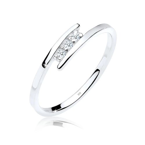 Elli Ringe - Ring Klassiker Trio Diamant 0.04 ct. 925 Silber - Gr. 54 MM - in Weiß - für Damen Image