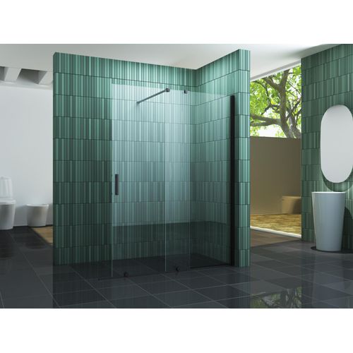 8 mm Schiebetür-Duschwand SCROLL (schwarz) 160 x 200 cm
