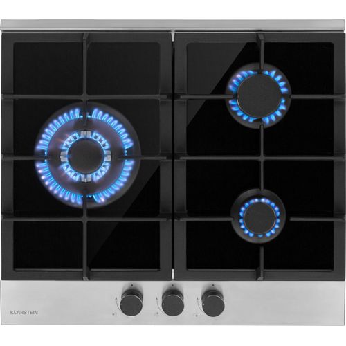 Klarstein Gaskocher 3-Flammig, 6,2kW Einbau-Gaskocher für Innenbereich, Edelstahl-Gaskocher für Wohnmobil, 3-Flammiger Gaskocher, Moderner Einbau Gasherd, Drei Brenner Gas Herd