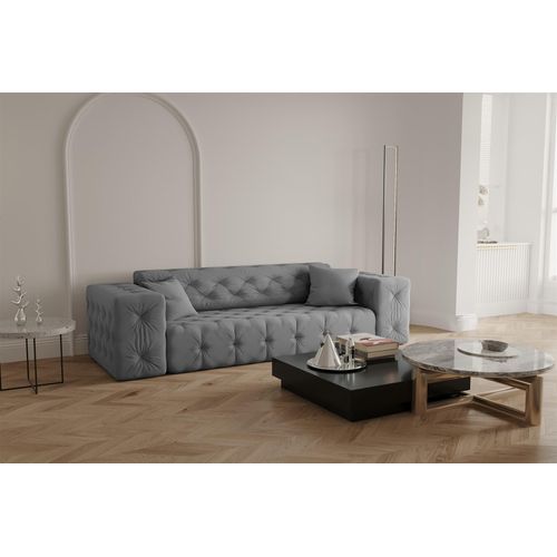 Sofa Designersofa CHANTAL 3-Sitzer in Stoff Opera Velvet Grau