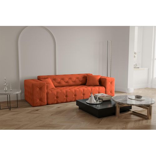 Sofa Designersofa CHANTAL 3-Sitzer in Stoff Opera Velvet Orange