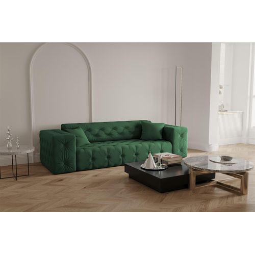 Sofa Designersofa CHANTAL 3-Sitzer in Stoff Opera Velvet Grün