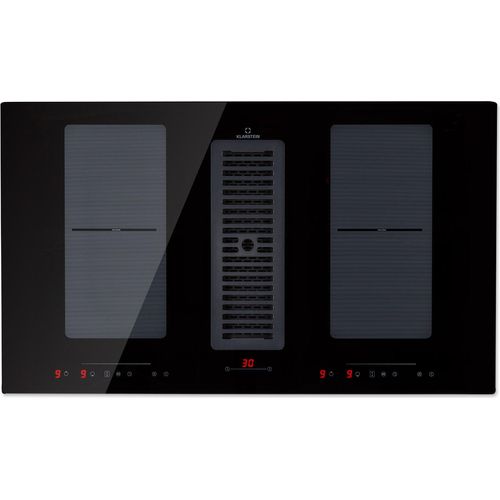 Klarstein 2-in-1 Induktionskochfeld mit Dunstabzug, Induktionskochfeld mit Abluft & Ventilator, 4-Zonen-Kochfeld, Glaskeramik-Einbauherd, Kochfeld mit Dunstabzug, , 654m³/h Luftstrom