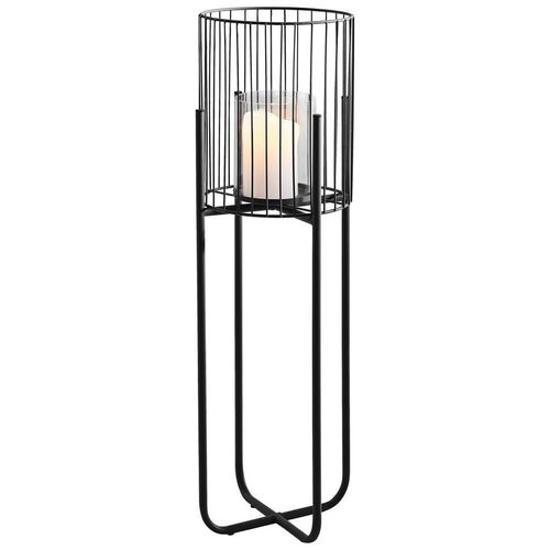 Windlicht , Schwarz , Metall, Glas , 22x63x22 cm , Glaseinsatz , Dekoration, Windlichter & Laternen, Windlichter