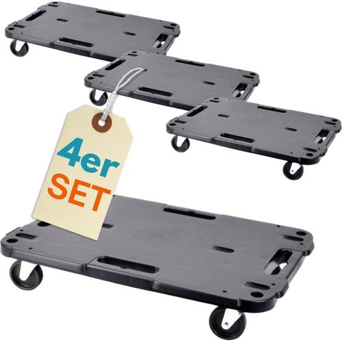 4er Set Transportroller Rollbrett Transportrollen Rollbrett Werkstatt Pflanzen Rollbretter Transport Möbelrollen flach Pflanzenroller eckig Transporthilfe mit Rollen 57