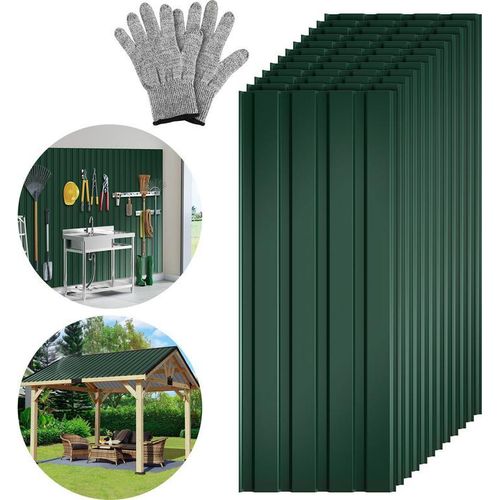 Jayseuw 36xTrapezblech 115x45 cm=18 Dachblech für Gerätehaus Carport Profilblech Dachblech Wellblech Dachplatten Wandblech Grün