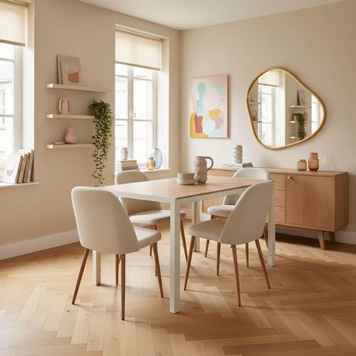 Rechteckiger Esstisch aus weißem MDF - Oviala Lipa