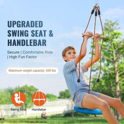 Seilrutschen-Set (1585 cm) für Kinder und Erwachsene, Tragkraft bis 227 kg, Spielgerät für den Außenbereich im Garten mit Nylon-Sicherheitsgurt, Sitz und Lenker