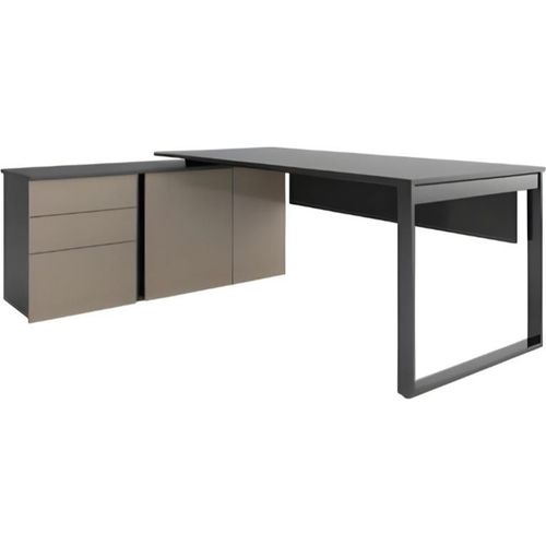 Stilvolle Ecke Büro Schreibtisch Holzmöbel Arbeitsumgebung Schubladen