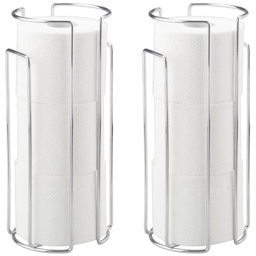 Toiletten-Ersatzrollenhalter WENKO, silber (silberfarben), B:13,5cm H:32cm L:14cm, Stahl, Toilettenpapierhalter