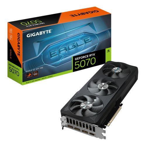 GIGABYTE GeForce RTX 5070 EAGLE OC SFF 12G Grafikkarte - 12GB GDDR7, 192 Bit, PCI-E 5.0, 2587 MHz Core Clock, 3 x DP 2.1b, 1 x HDMI 2.1b, NVIDIA DLSS 4, GV-N5070EAGLE OC-12GD