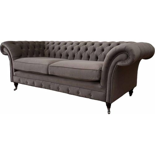 Couchen Polster Sofas 3 Sitz Dreisitzer Stoffsofa Chesterfield Grau Neu