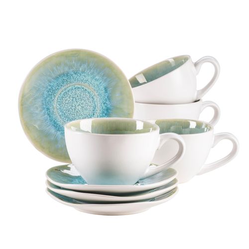 Tasse MÄSER "FROZEN, Tassen-Set, Steinzeug", grün, B:13,5cm H:6,5cm Ø:10cm, Steinzeug, Trinkgefäße, Tasse