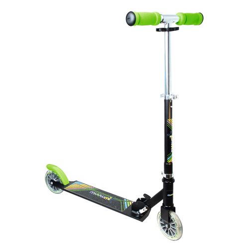 Scooter MUUWMI "Aluminium Scooter 125 mm mit Leuchtrollen", grün, RollerB:34,5cm L:71,5cm, B:34,5cm L:71,5cm