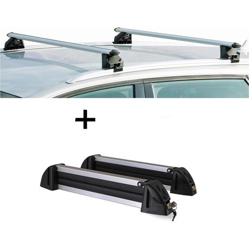 Relingträger CRV107A + Skiträger / Snowboardträger / Skihalter Alu 4 Paar Ski kompatibel mit für Opel Zafira III (Tourer) 5 Türer ab 2011 Image