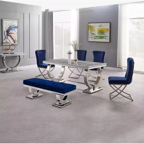 Designer Rechteckiger Esstisch Esszimmer Möbel Luxus Edelstahltische