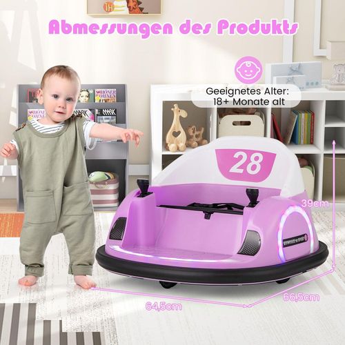 Elektrischer Autoscooter für Kinder mit LED-Lichtern, Pink