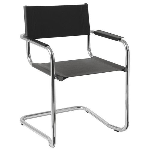 Livetastic Besucherstuhl, Schwarz, Chrom, Metall, Textil, C-Form, 52x81x52 cm, stapelbar, Arbeitszimmer, Besucherstühle