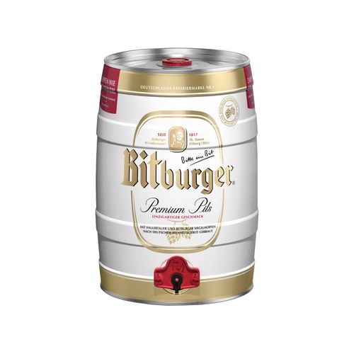 Bitburger Premium Pils 5 Liter Bierfass mit Zapfhahn, Pfandfrei Image