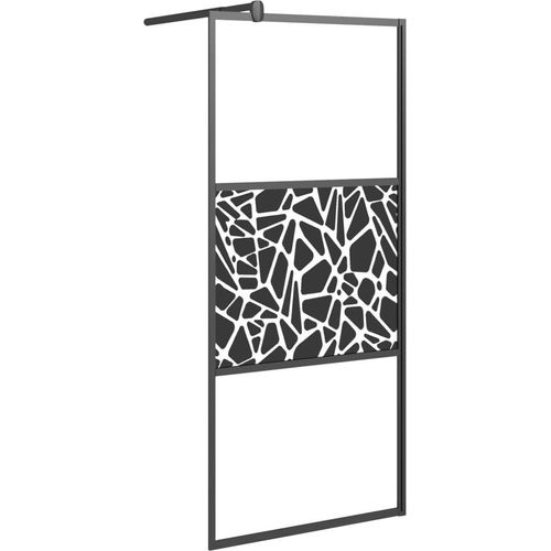 vidaXL Duschwand für Walk-In Dusche 80x195 cm ESG Steindesign Schwarz