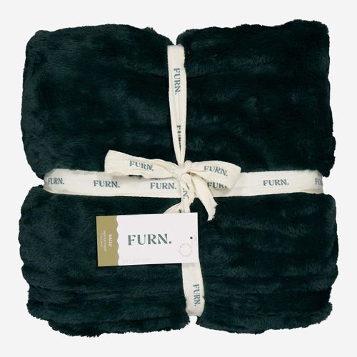 Dunkelgrüne Decke aus Kunstfell 130x180cm Image