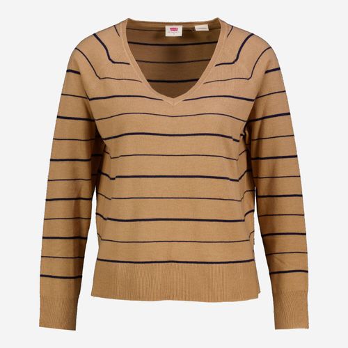 Beigefarbener Pullover mit Streifenmuster Image