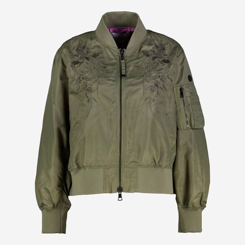 Grüne Waston Bomberjacke mit Blumenstickereien