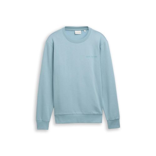 TOM TAILOR Herren Sweatshirt mit Rundhalsausschnitt, grün, Logo Print, Gr. XL
