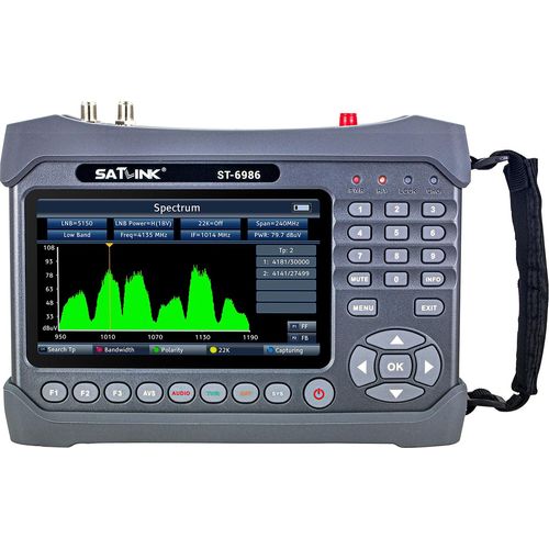 ST-6986 DVB-S/S2/T/T2/C Satellite Finder Combo Satellite TV Signal Finder Digital Handheld Signal Meter HEVC H.265 (10 Bit) MPEG-4 with 7 inch TFT LCD