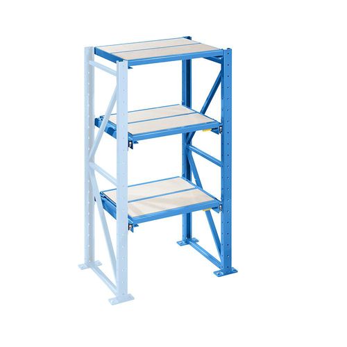 LISTA Schwerlast-Auszugregal, Einschubbreite 890 mm, Tiefe 1260 mm, Anbauregal, lichtblau