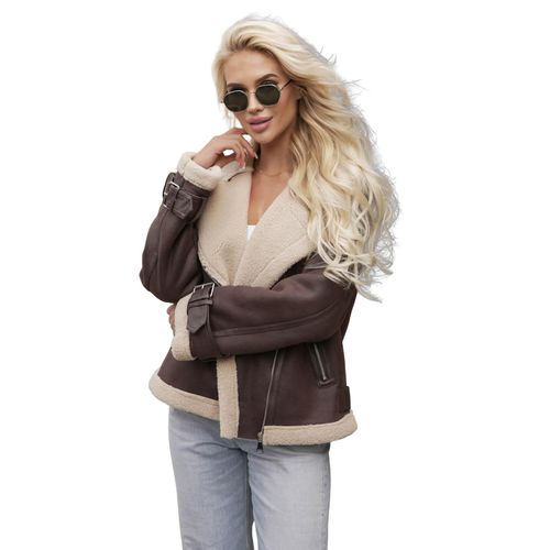 Damen Lederjacke Schokolade OZONEE JS/61M8501/158 L