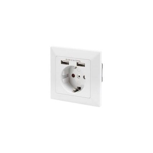 Sicherheits-Steckdose Unterputz, mit 2x USB-A weiß