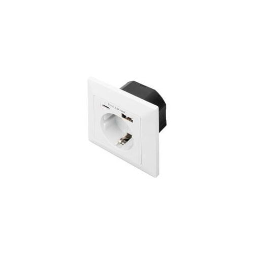 Sicherheits-Steckdose Unterputz, mit 1x USB-A und 1x USB-C weiß