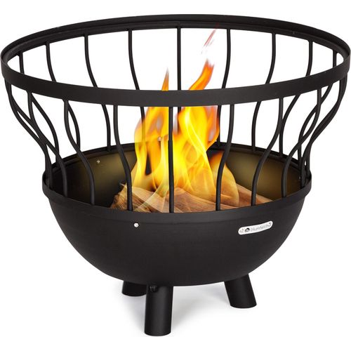 Blumfeldt Feuerschale für den Garten, Feuerschale mit Grillrost & Bambusdeckel für Feuerschale, Stahl Feuerschalen Klein, Wetterfeste Feuerstelle mit Grill, Kleine Feuerschale mit Grillring, 63cm Hoch