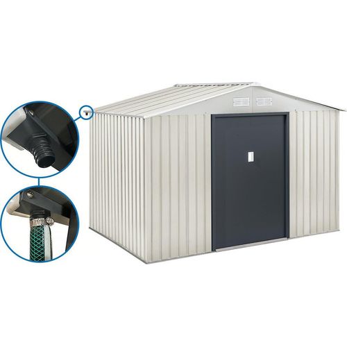 Habitat Et Jardin Nebraska, Metallschuppen, Doppel, Giebeldach, Grau, Stahl, Beige