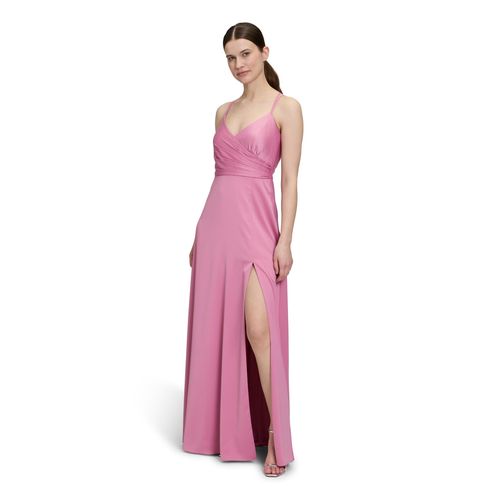 Abendkleid VERA MONT "Damen mit V-Ausschnitt", Damen, Gr. 32, Normalgrößen, rosa (perfect rose), Satin, Obermaterial: 97% Polyester, 3% Elasthan; Futter: 100% Polyester, figurbetont lang, Kleider Abendkleid, Schlitz