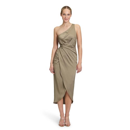 Abendkleid VERA MONT "Damen mit Raffung", Damen, Gr. 40, Normalgrößen, blau (turf), Satin, Obermaterial: 100% Polyester; Futter: 95% Polyester, 5% Elasthan, figurbetont lang, asymmetrischer Ausschnitt, Kleider Abendkleid, Material