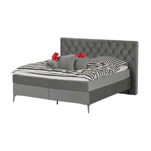 Boxspringbett Laesa - grau - Materialmix - 160 cm - 122 cm - Möbel Kraft