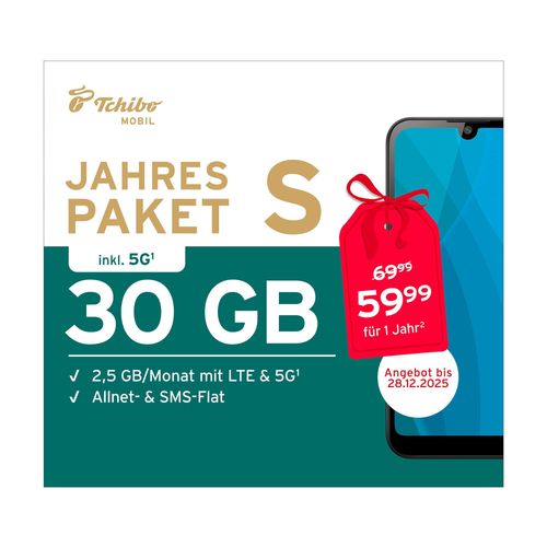 Tchibo - Jahrespaket S mit 30 GB ohne SIM-Karte