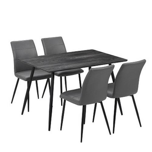 Mid.you Tischgruppe , Grau, Schwarz , Metall, Textil , rechteckig , konisch , Esszimmer, Bänke, Tisch- & Eckbankgruppen