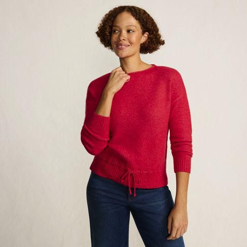 Wool Touch Pullover mit Bändchenzug-Saum, Damen,  Rot, Wolle/Polyester/Viskose, by Lands' End