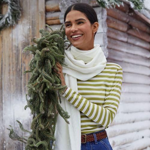 Supima-Shirt, Langarm, Damen,  Grün, Baumwolle, by Lands' End